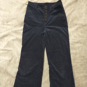 FOREVER 21 NAVY BLUE CORDUROY STRAIGHT LEG PANTS WITH A BUTTON FLY